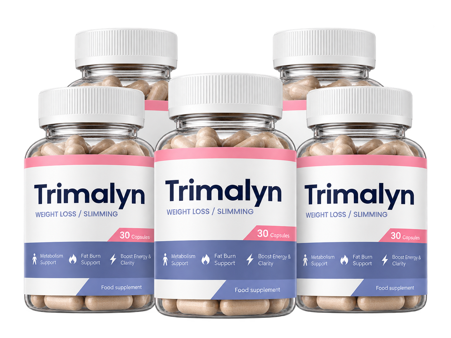 Five Trimalyn bottles for buy three get two free package